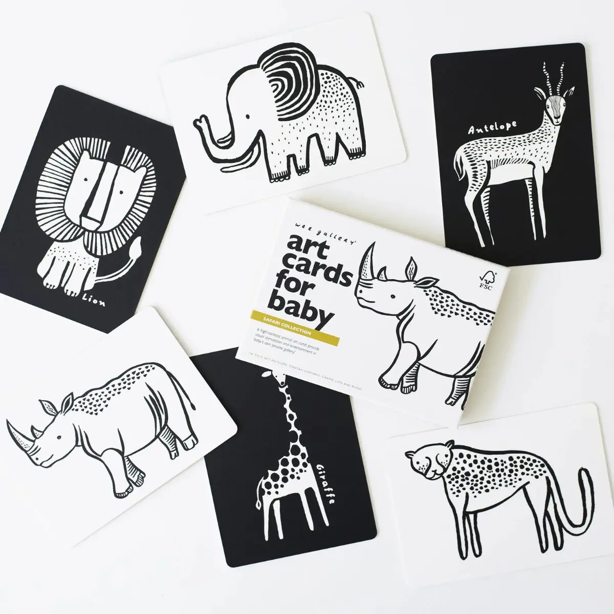 6 Cartes imagier noir et blanc | Animaux de la savane – Image 4